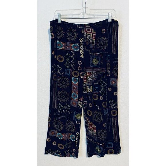 Coldwater Creek Pants - Coldwater Creek Pants Womens Large Aztec Southwestern Slinky Cropped Boho Hippie